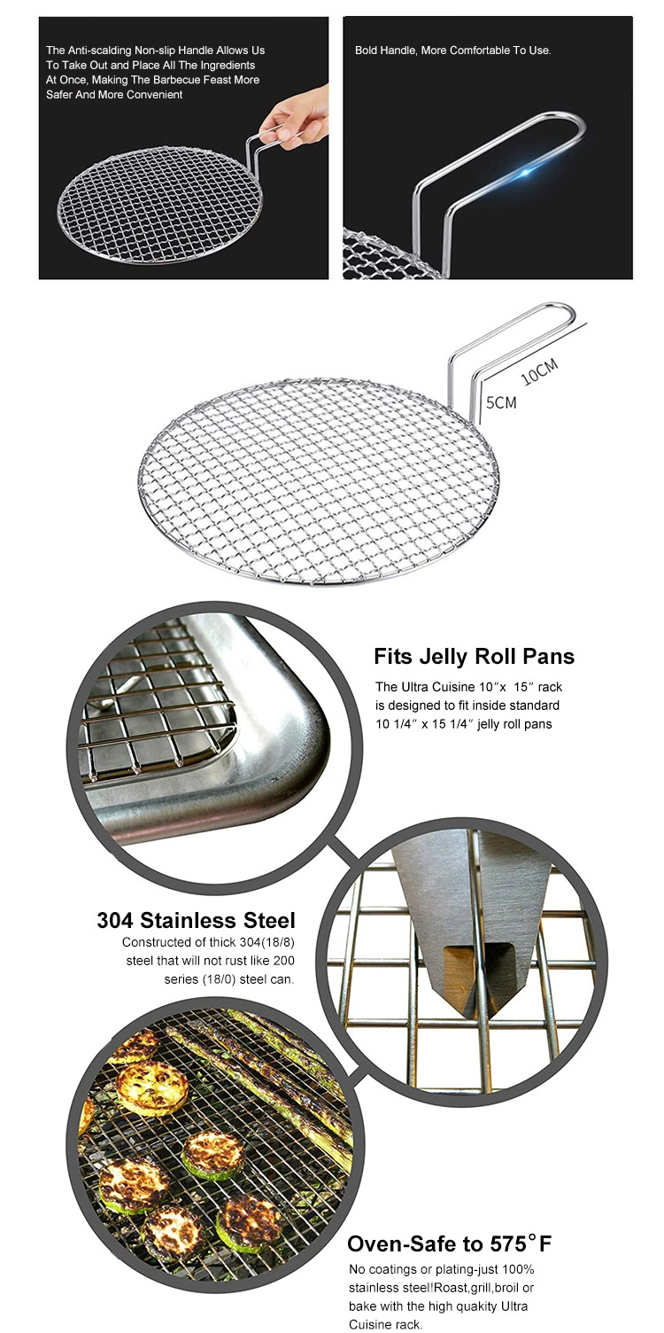 Barbecue Grid Stainless Steel Grill Net Squares Holes Barbecue Wire Mesh for BBQ Charcoal Cooking Grate