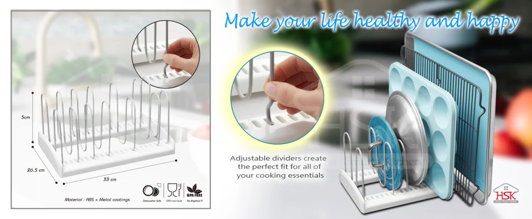 Adjustable Organizer Rack for Pan Pot Lid Cutting Board