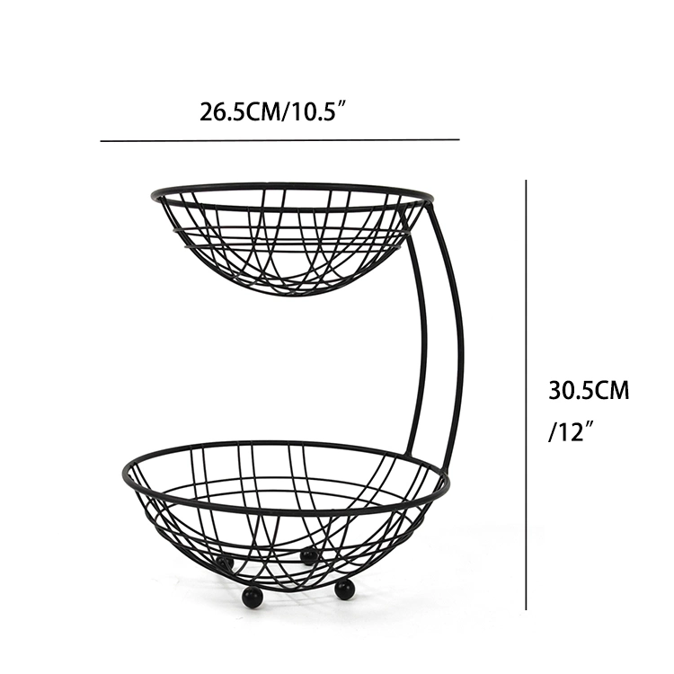 Creative Multifunctional Fruit Basket Stand Iron Metal Wire Fruit Basket 2 Tier Fruit Basket for Kitchen Counter