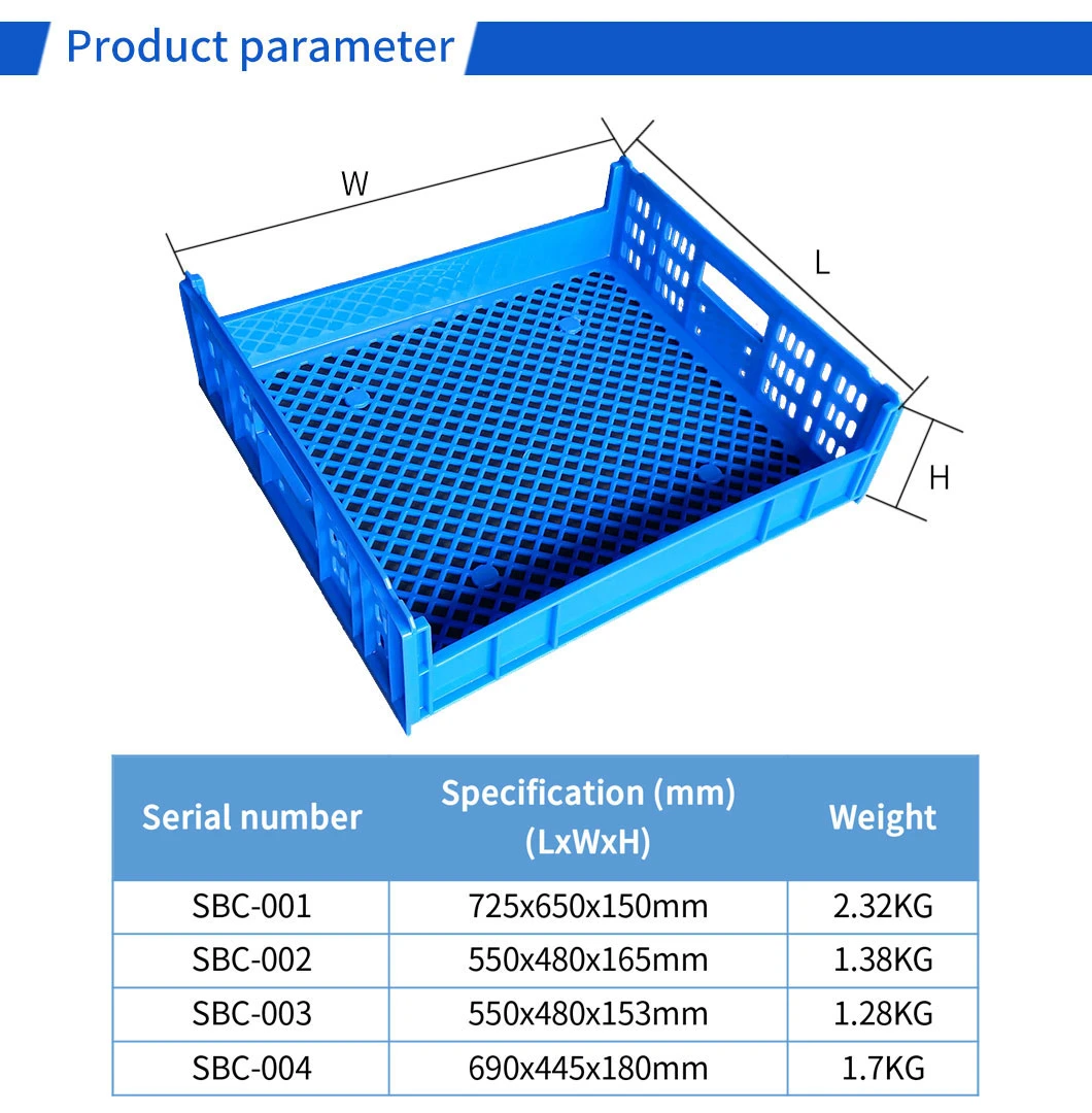 Lightweight Perforated Stackable Bread Crate Box to Transport Soft Baked Goods Basket