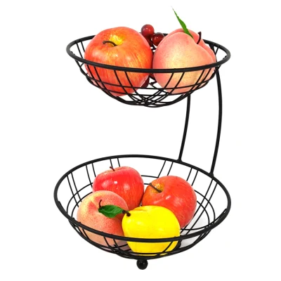 Corbeille à fruits multifonctionnelle créative | Panier à fruits en fil métallique de fer, corbeille à fruits à 2 niveaux pour comptoir de cuisine