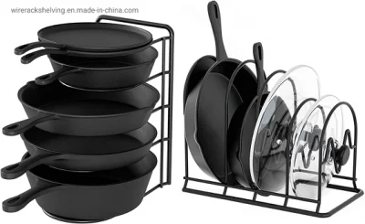 Support organisateur de casseroles pour armoire, support de couvercle de casserole, organisation de cuisine et rangement pour poêle en fonte, ustensiles de cuisson, planche à découper - Aucun assemblage requis