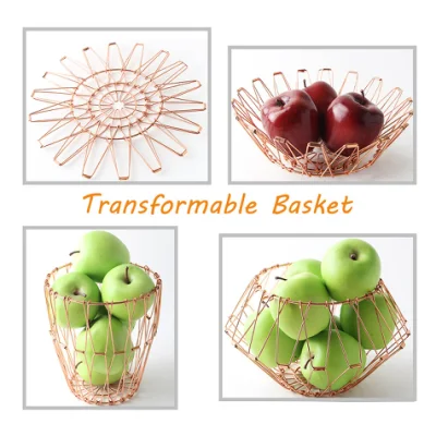 Panier en treillis métallique de panier métallique flexible de fruit d'acier inoxydable de nouvelle conception