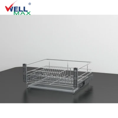 Wellmax Armoire avec fil chromé Ustensiles de cuisine Organisateur Rangement Cuisine Plat Rack Tiroir Panier