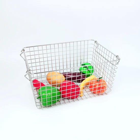 Panier de rangement empilable de fruit d'organisateur de grillage de cuisine d'acier inoxydable avec la poignée