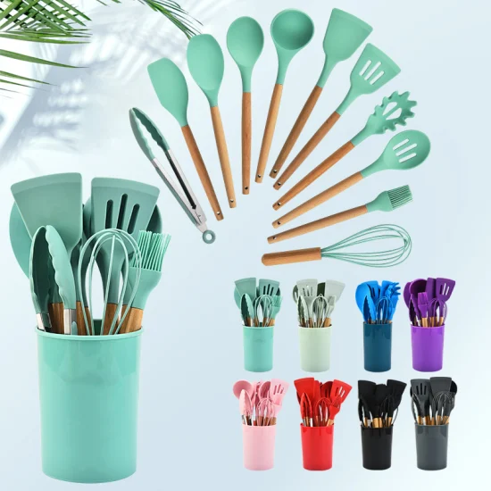 Ensemble d'accessoires de cuisine en silicone sains et sûrs avec tête en silicone souple